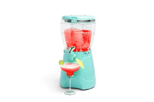 Nostalgia Frozen Drink Maker and Margarita Machine for Home - 128-Ounce Slushy Maker with Stainless Steel Flow Spout - Easy to Clean and Double Insulated - Aqua