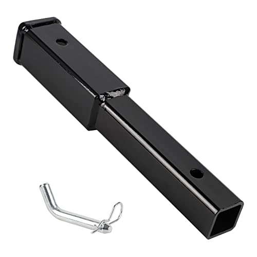 CPROSP 12'' Hitch Extension/Extender, Fits for 2' Receiver Tube Tow Bar Steel Shank Heavy Duty 6000 lbs, Hitch Receiver Extension with 5/8'' Pin Hole