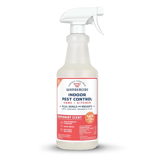 Wondercide - Indoor Pest Control Spray for Home and Kitchen - Ant, Roach, Spider, Fly, Flea, Bug Killer and Insect Repellent - with Natural Essential Oils - Pet and Family Safe— Peppermint 32 oz