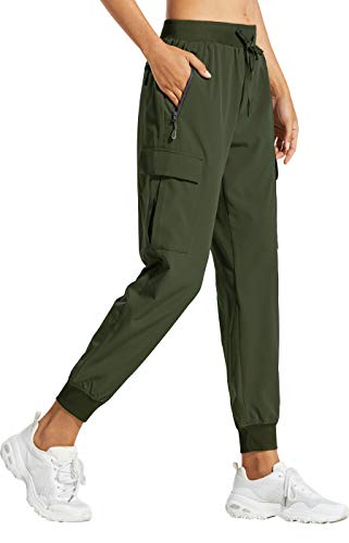 Libin Women's Cargo Joggers Lightweight Quick Dry Hiking Pants Athletic Workout Lounge Casual Outdoor, Army Green XXL
