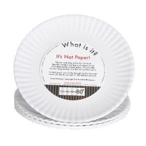 'What Is It?' Reusable White Salad or Dessert Plate, 7.5 Inch Melamine, Set of 4