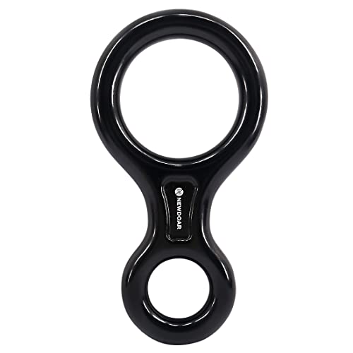 NewDoar Climbing Gear Downhill Equipment, Descender Rappel Rock Climbing Descending Belaying Equipment Rescue Figure 8 Descender Rigging Plate 35KN for Climbing Belaying and Rappeling Device(Black)