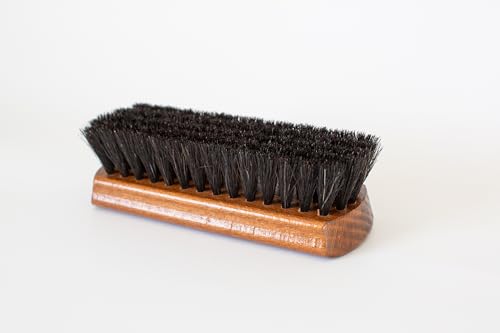 Meltonian Horsehair Polishing Brush for Leather - German Made Shoe Shine Brush with Ergonomic Handle, Gently Cleaning - Shine Brush, Won't Scratch Leather, Ensures Comfortable Grip, Black, 6 Inch