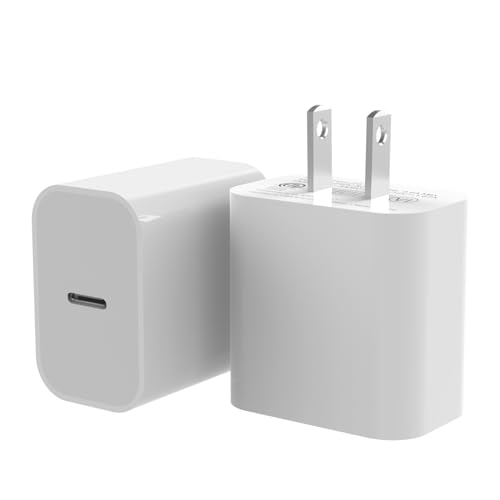 20W USB C to C Charger Block Wall Charger Block 2 Pack-Compatible with iPhone 11/12/13/14/15/Pro Max,XS/XR/X,i-pad Pro,samsun Galaxy Phone White