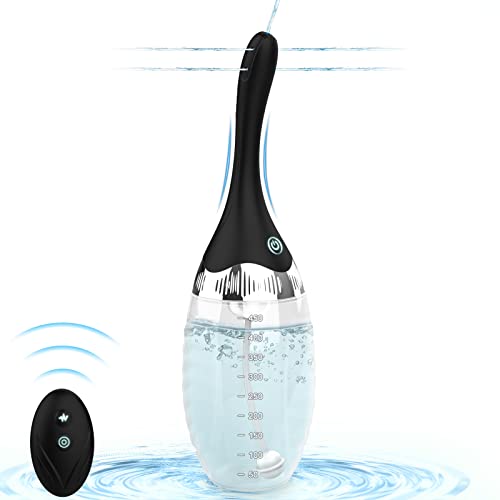 Automatic Electric Enema Bulb with 3 Speeds, Silicone Enema Anal Douche Cleaner for Men Women Colon Cleansing, Remote Control Reusable Enema Kit Cleaner Anti-Backflow Douche for Easy Cleaning 15oz