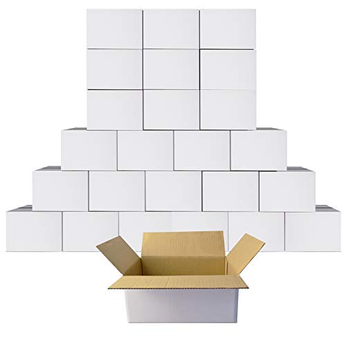 PETAFLOP 9x6x4 Shipping Boxes White Cardboard Mailing Boxes Single Wall Corrugated Box, 25 Pack