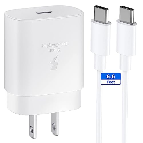 Samsung Charger Super Fast Charging 25W USB C Wall Charger Block with 6.6ft Type C Charger Cable Cord for Samsung Galaxy S24/S23/S22/S21/S20/Ultra/FE/Plus,Note 20/10,A54,A25,A14,Z Fold/Flip,Galaxy Tab