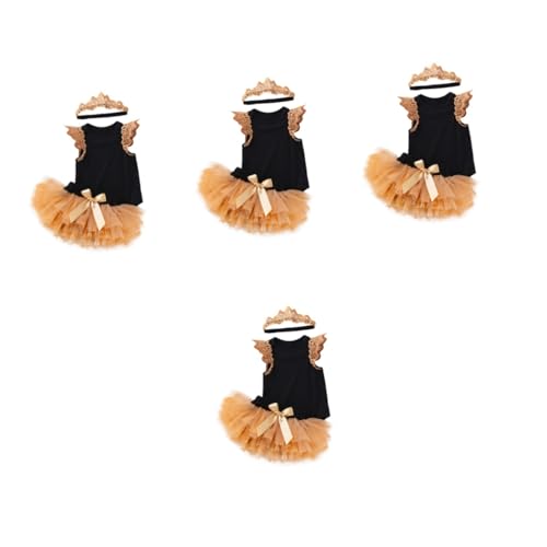 GALPADA 4 Sets Sleeveless Wing Romper Newborn Underpants Suits Skirt Suit Aquarium Glass Partition Mini Dollhouse Broom Shoe Buckles Decorative Tulle Skirts Princess Dress Girl Baby Nylon