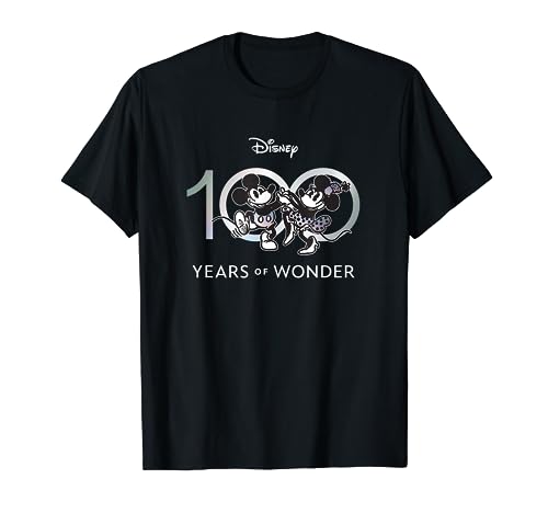 Disney 100 Years of Wonder Mickey & Minnie Dancing Retro Short Sleeve T-Shirt, Black, Small