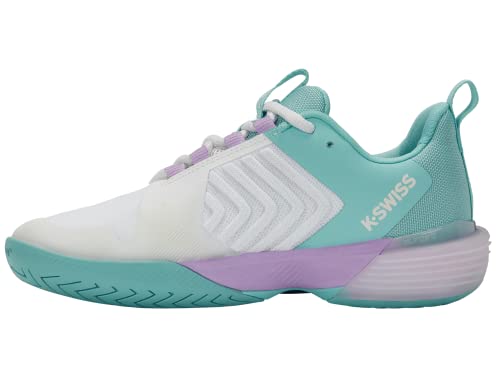 K-Swiss Women's Ultrashot 3 Tennis Shoe, Brilliant White/Angel Blue/Sheer Lilac, 9 M