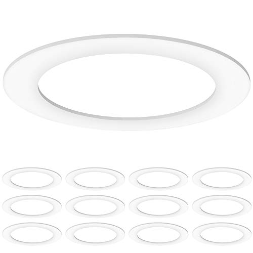 Sunco Lighting 12 Pack Goof Rings for Recessed Light Fixture Living Room Can Light Goof Trim Ring, Outer Diameter 8.6-inch, Inner Diameter 6.2-inch, Matte Finish, Flush Mount, 5-6 Inch, White