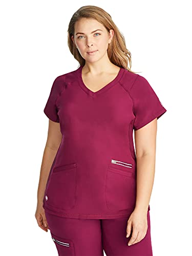 healing hands Womens Scrub Top 3 Pocket V-Neck Lightweight Breathable Fabric Scrub Tops for Women HH360 2284 Serena Wine 2XL