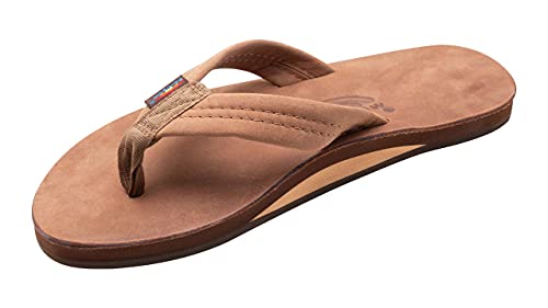 Rainbow Sandals Mens Luxury Leather - Single Layer Arch Support, Nogalas Wood, Mens size L / 9.5-10.5