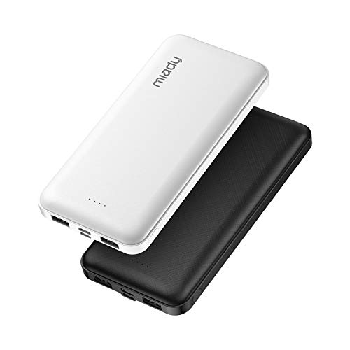 Miady 2-Pack 15000mAh Portable Charger, Power Bank/w Two 5V/2A USB Output Ports and USB C Fast Input, Portable Phone Charger Compatible with iPhones, Android Smartphones and More
