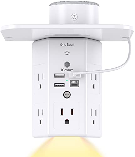 Multi Plug Outlets, Wall Outlet Extender with Night Light and Outlet Shelf, Surge Protector 4 USB Ports(1 USB C), USB Wall Charger Power Strip Electric Outlet Splitter for Home Office