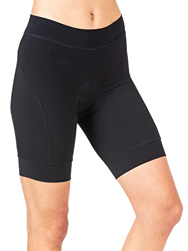 Terry Breakaway Cycling Shorts for Women, 8.5 Inch Inseam, Elastic-Free Breathable Moisture Wicking Padded Bike Shorts - Black, Large