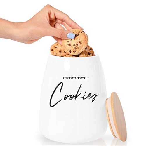 FIFTH FORK Cute and Fun Cookie Jars for Kitchen Counter - Unique and Large Ceramic Cookie Storage Containers - Perfect for Kitchen Counter & Gift Giving