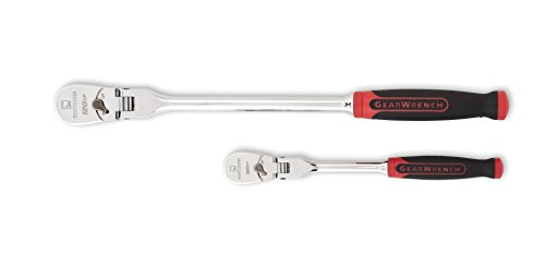 GEARWRENCH 2 Piece 1/4inch and 3/8inch Drive 120XP Flex Head Teardrop Ratchet Set, Dual Material - 81204P