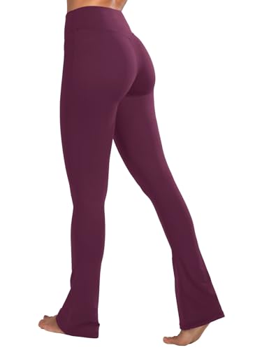 Sunzel Butterflycra High Waist Mini Flared Leggings for Women, Tummy Control Casual Flare Yoga Pants for Yoga Workout Gym 32' Cherry Red X-Large