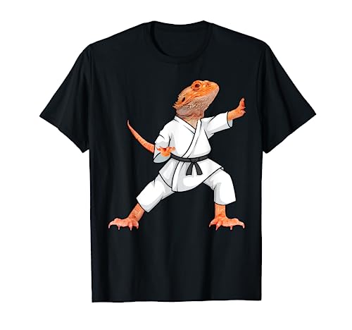 Funny Bearded dragons doing Karate Samurai Ninja lizard T-Shirt