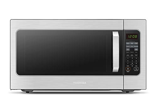 Toshiba ML-EM62P(SS) Large Countertop Microwave with Smart Sensor, 6 Menus, Auto Defrost, ECO Mode, Mute Option & 16.5' Position Memory Turntable, 2.2 Cu Ft, 1200W, Stainless Steel