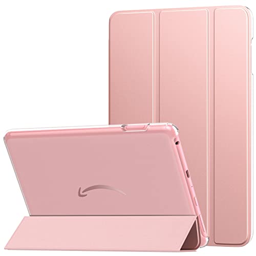 MoKo Case Fits All-New Amazon Kindle Fire HD 8 & 8 Plus Tablet(12th Generation/10th Generation, 2022/2020 Release) 8',Trifold Stand Cover with Translucent Backshell with Auto Wake/Sleep,Rose Gold