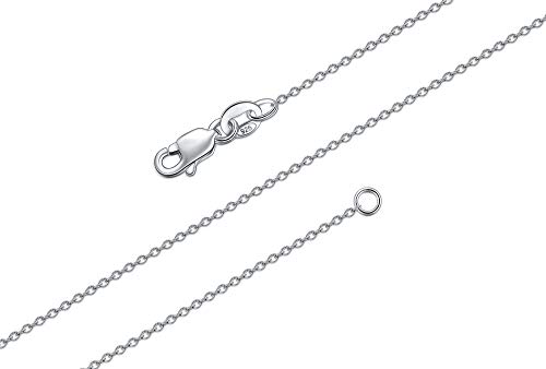 BORUO 925 Sterling Silver Cable Chain Necklace, 1mm Solid Italian Nickel-Free Lobster Claw Clasp 16 Inch