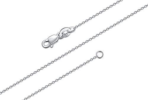 BORUO 925 Sterling Silver Cable Chain Necklace, 1mm Solid Italian Nickel-Free Lobster Claw Clasp 24 Inch