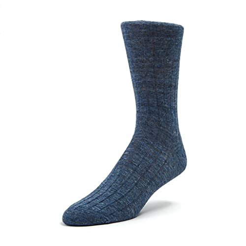 Bresciani Mid-Calf Linen Melange Men's Italian Dress Socks, Jeans, One Size Fits Most (MC012UN0020060)