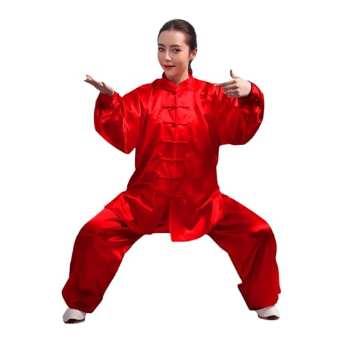 Andux Chinese Traditional Tai Chi Uniforms Kung Fu Clothing Unisex SS-TJF01 (Red, L)