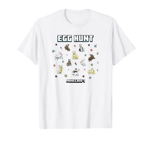 Minecraft Easter Egg Hunt Jumping Rabbits Eggs And Flowers T-Shirt