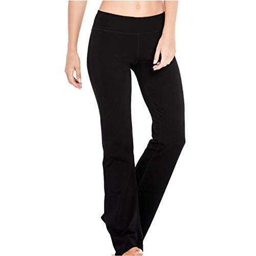 Houmous S-XXXL 29''31''33''35'' Inseam Women's Cotton Bootcut Pants Inner Pocket(Regular-33 Inseam-Black, X-Large)
