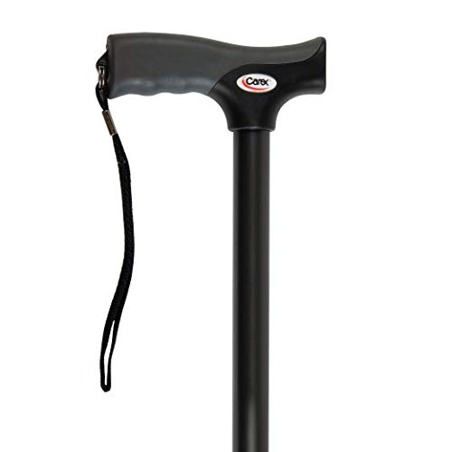 Carex Soft Grip Walking Cane - Height Adjustable Cane With Wrist Strap - Latex Free Soft Cushion Handle, Black Cane, Walking Cane for Women and Walking Cane for Men