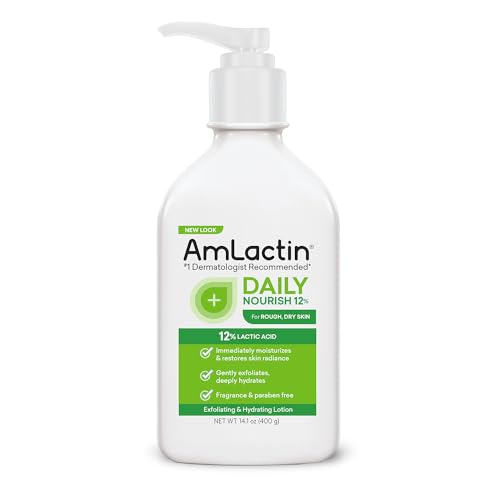 AmLactin Daily Nourish 12% - 14.1 oz Body Lotion with 12% Lactic Acid - Exfoliator and Moisturizer for Dry Skin (Packaging May Vary)​