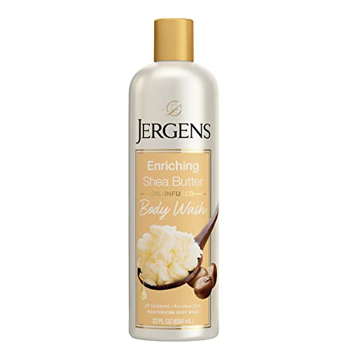 Jergens Enriching Shea Butter Body Wash, Daily Moisturizing Skin Cleanser, Paraben Free, 22 Ounces, Infused with Shea Butter Oil, pH Balanced, Dye Free, Dermatologist Tested