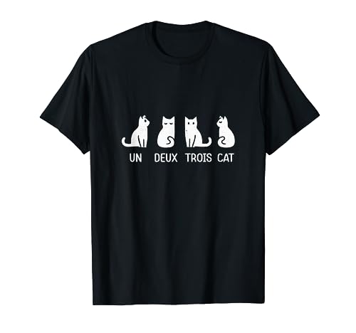 Funny Meow Kitty Un Deux Trois Cat Funny Black Cat T-Shirt