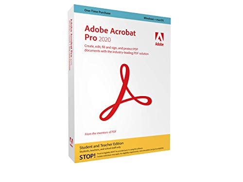 Adobe Acrobat Pro 2020 Student & Teacher Edition for Windows and Mac, DVD