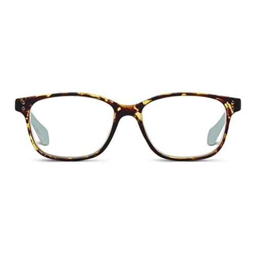 Peepers by PeeperSpecs Women's Nature Walk Soft Square Reading Glasses, Tortoise/Aqua, 49 + 1.75