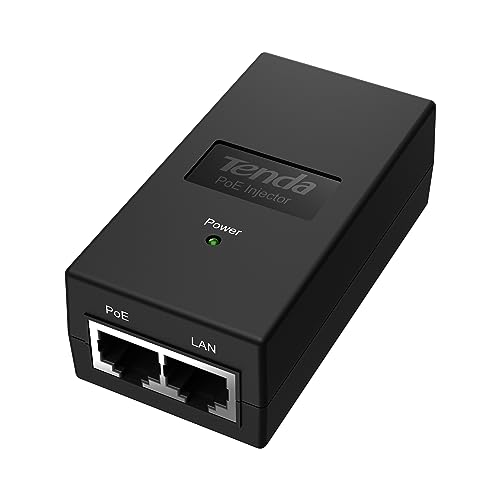 Tenda PoE Injector 48V, PoE Adapter, Compatible with IEEE 802.3af Compliant Powered Devices, RJ45 Port, Maximum 15.4W, Passive PoE 10 / 100Mbps, Distance Up to 100 Meters, Plug and Play (POE15F)