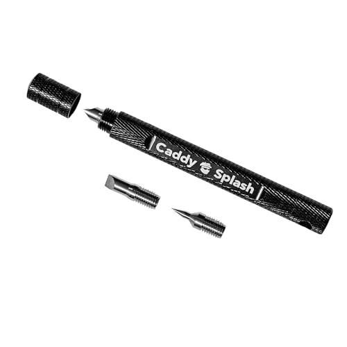 Caddy Splash Golf Club Groove Sharpener Tool - 3-in-1 Golf Club Cleaner for Wedge, Iron - Oblique, Straight, Spike Replacement Tips for U & V Grooves - Aluminum-Alloy Shaft, Heat-Treated Steel (Black)