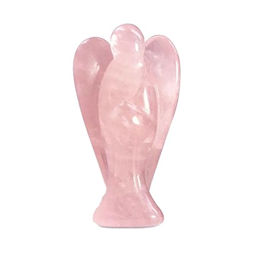 Earth Therapy Pocket Guardian Angel with Serenity Prayer Card - Pink Healing Stone Figurine - Rose Quartz