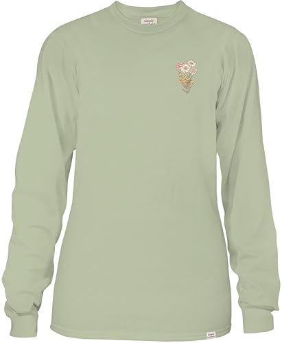 Simply Southern | Consider How The Wild Flowers Grow | Preppy and Stylish Women’s Sage Relaxed-Fit (Medium) Long Sleeve T-Shirt