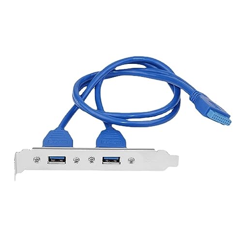 PriaRi Cable Adapter 2 Ports USB 3.0 Female Back Panel to Motherboard 20pin Header with PCI Slot Plate Bracket 50cm Ethernet Coupler