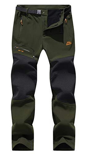 BenBoy Men's Snow Ski Outdoor Waterproof Windproof Fleece Cargo Hiking Pants,AN-SF1602M-Army Green-S