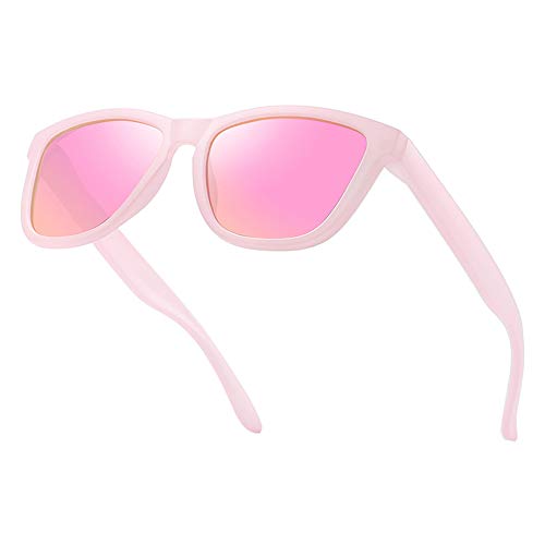 Dollger Polarized Sunglasses for Women Retro Classic Mirrored Sunglasses Pink Lens UV400 Protection