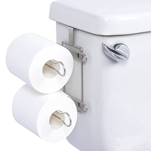 TQVAI Over The Tank Toilet Paper Roll Holder Stainless Steel Bathroom Tissue Storage Rack, Chrome Finish