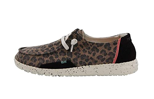 Hey Dude Women's Wendy Jungle Brown Size 8 | Women’s Shoes | Women’s Lace Up Loafers | Comfortable & Light-Weight