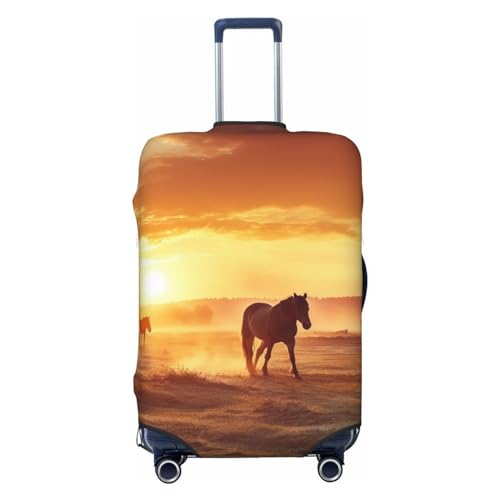 EKYOSHCZ Travel Luggage Cover Suitcase Protector Horses on Pasture at Sundown Elastic Washable Suitcase Cover Anti-scratch Spandex Baggage Covers Fits 18-32 Inch Luggage