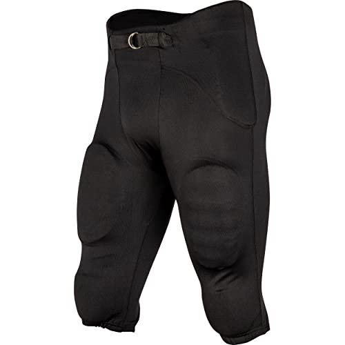 CHAMPRO Boys' Safety Integrated Football Practice Pant with Built-in Pads, Black, Small