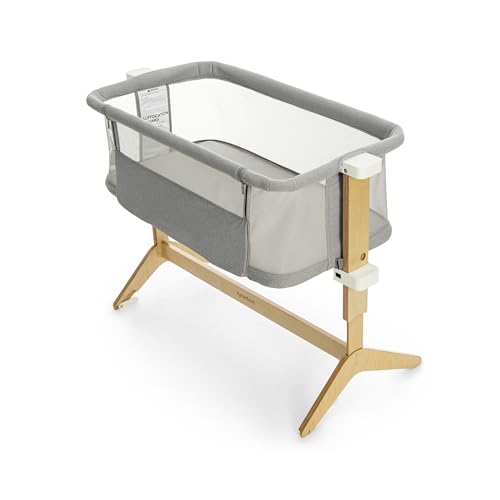 Newton Baby Bassinet & Bedside Sleeper with Mattress & Sheet - 100% Breathable & Washable, Removable Dual-Layer Cover | Solid Birch Frame Adjustable Height & Infant Access Opening